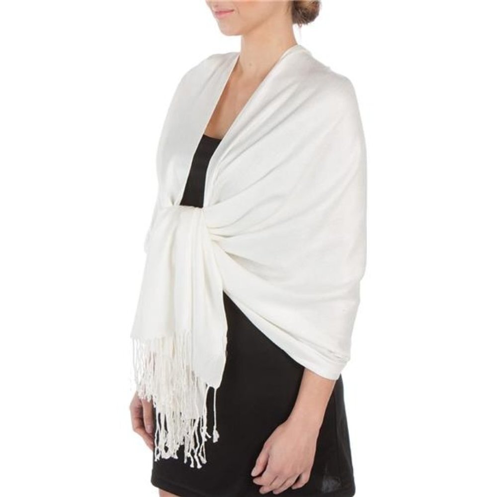 Silky Solid Soft Shawl Wrap Stole, Ivory